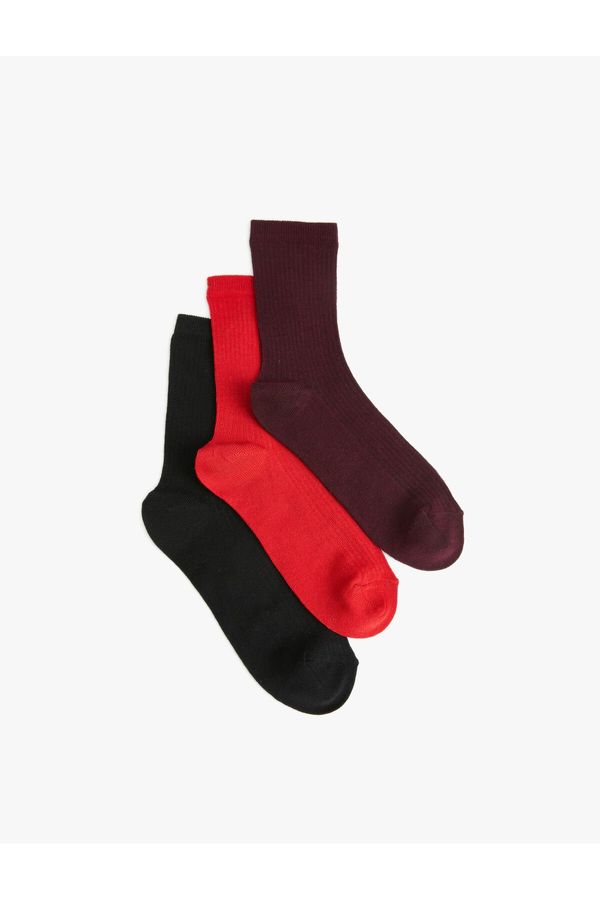 Koton Koton Basic Set of 3 Crepe Socks, Multicolored