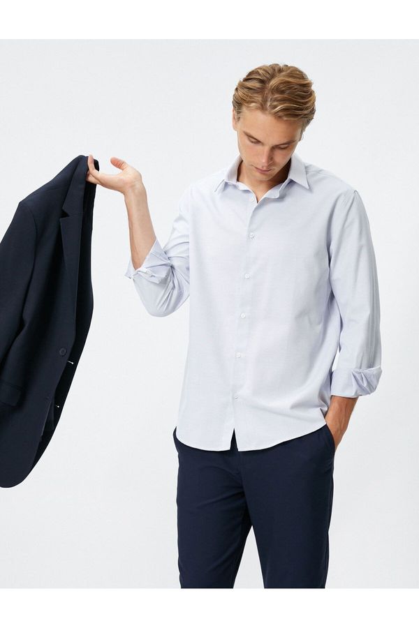 Koton Koton Basic Shirt Classic Collar Long Sleeve Buttoned Non Iron