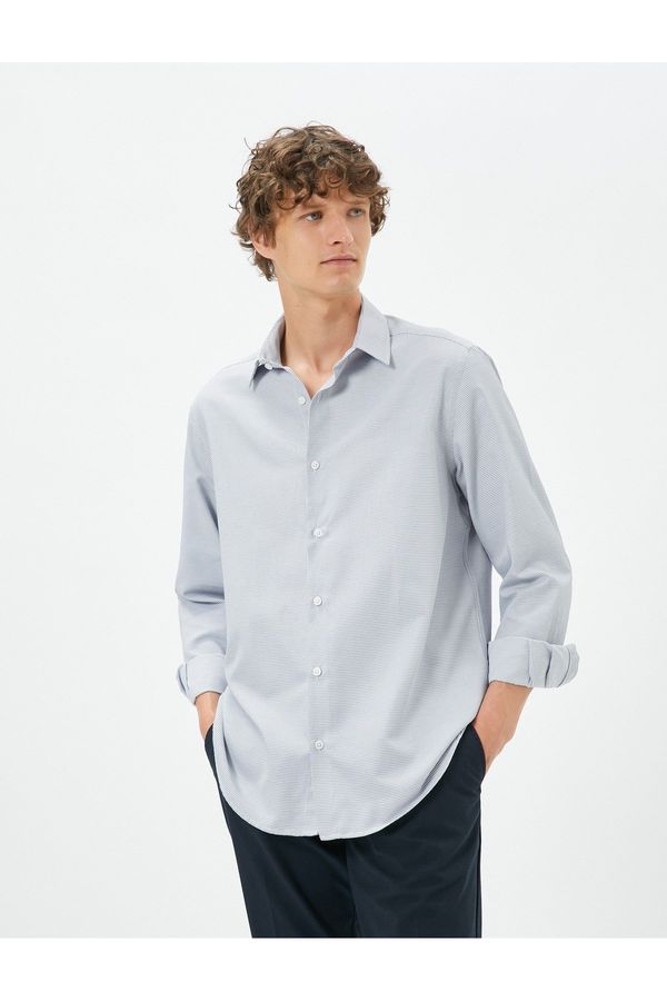 Koton Koton Basic Shirt Classic Collar Minimal Patterned Buttoned Non Iron