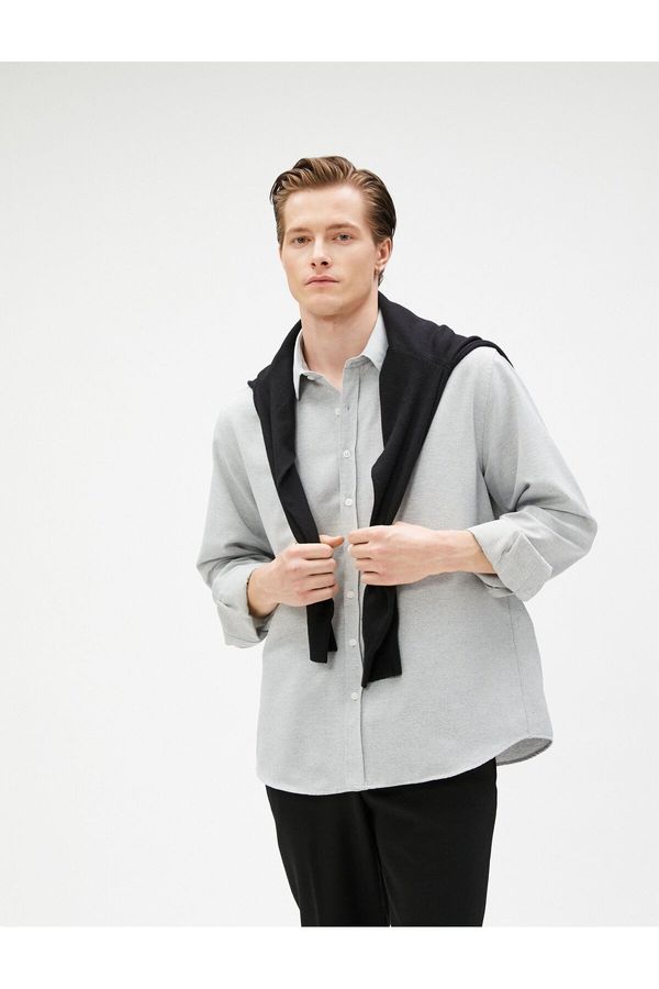 Koton Koton Basic Shirt Classic Cuff Collar Long Sleeve Buttoned Non Iron