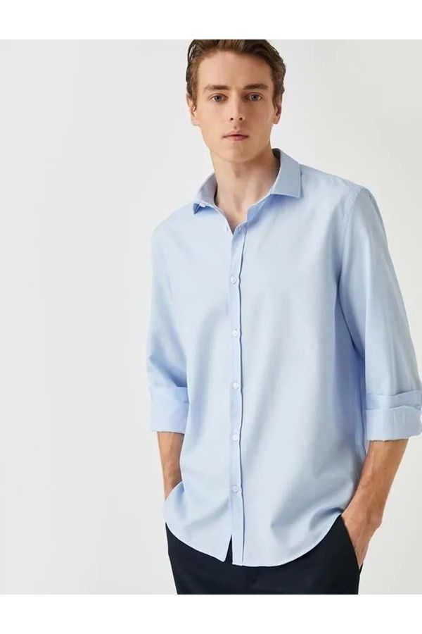 Koton Koton Basic Shirt Classic Cuff Collar Long Sleeves Slim Fit Non Iron