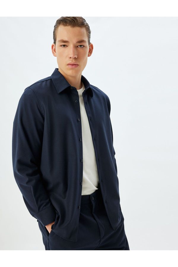 Koton Koton Basic Shirt Long Sleeve Viscose Blend