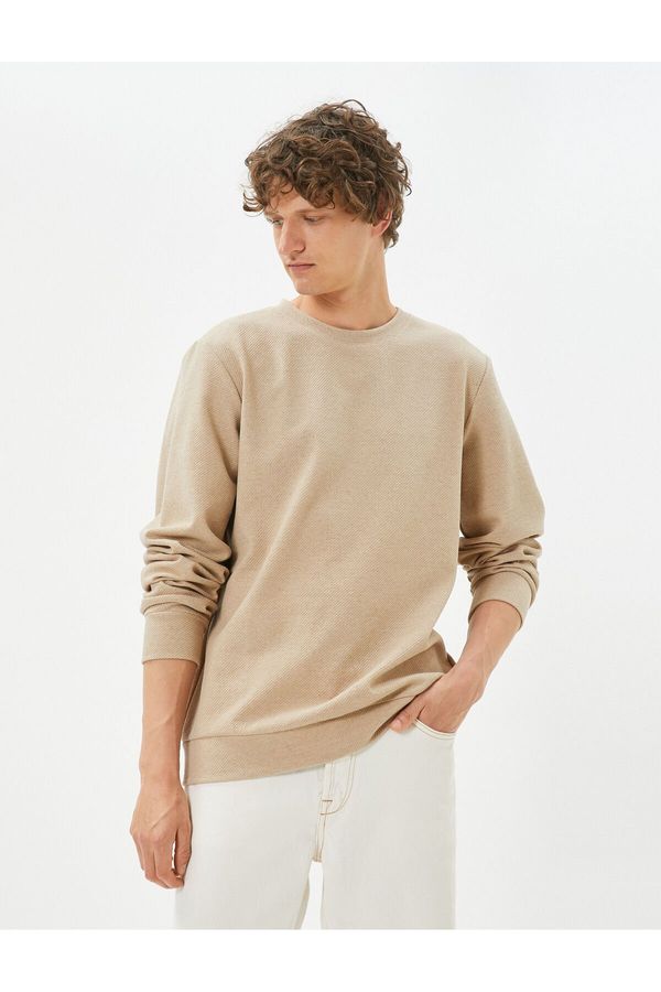 Koton Koton Basic Sweater Crew Neck Textured Long Sleeve