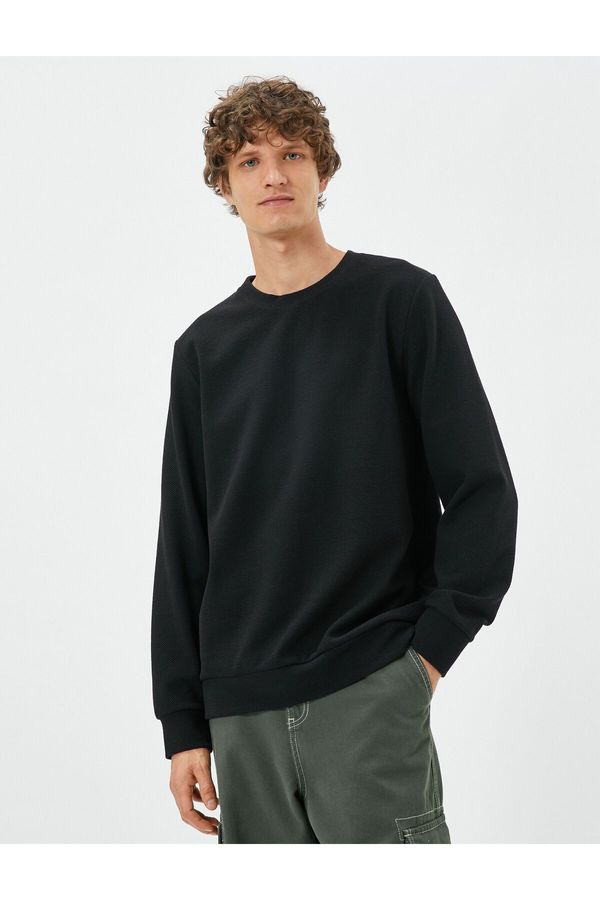 Koton Koton Basic Sweater Crew Neck Textured Long Sleeve