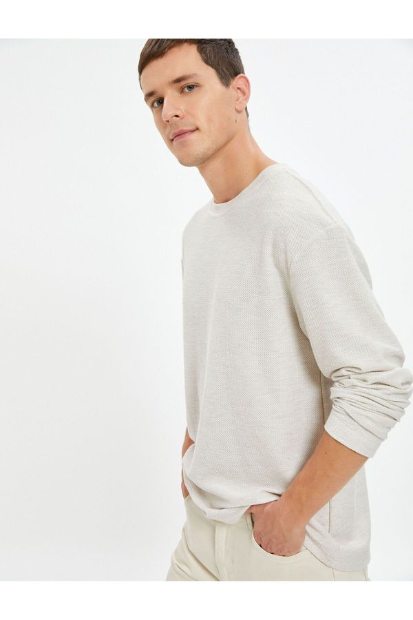 Koton Koton Basic Sweater Crew Neck Textured Long Sleeve