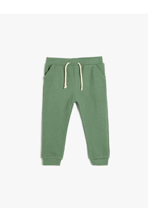 Koton Koton Basic Sweatpants Textured Waist Tie Cotton