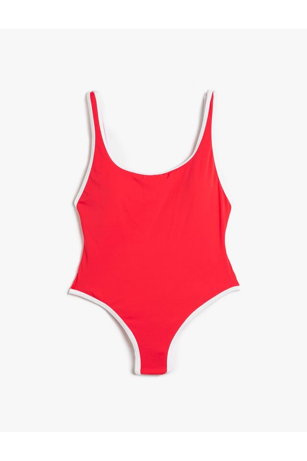 Koton Koton Basic Swimsuit U Neck Piping Detailed Strap