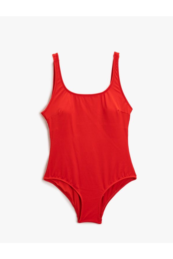 Koton Koton Basic Swimsuit U-Neck Strap Covered