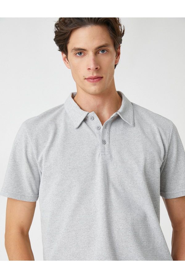 Koton Koton Basic T-Shirt Polo Neck Buttoned Short Sleeve