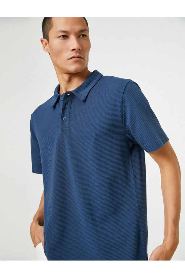 Koton Koton Basic T-Shirt Polo Neck Buttoned Short Sleeves