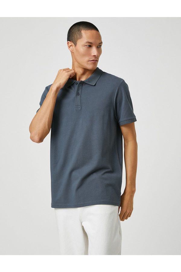 Koton Koton Basic T-Shirt Polo Neck Buttoned Slim Fit