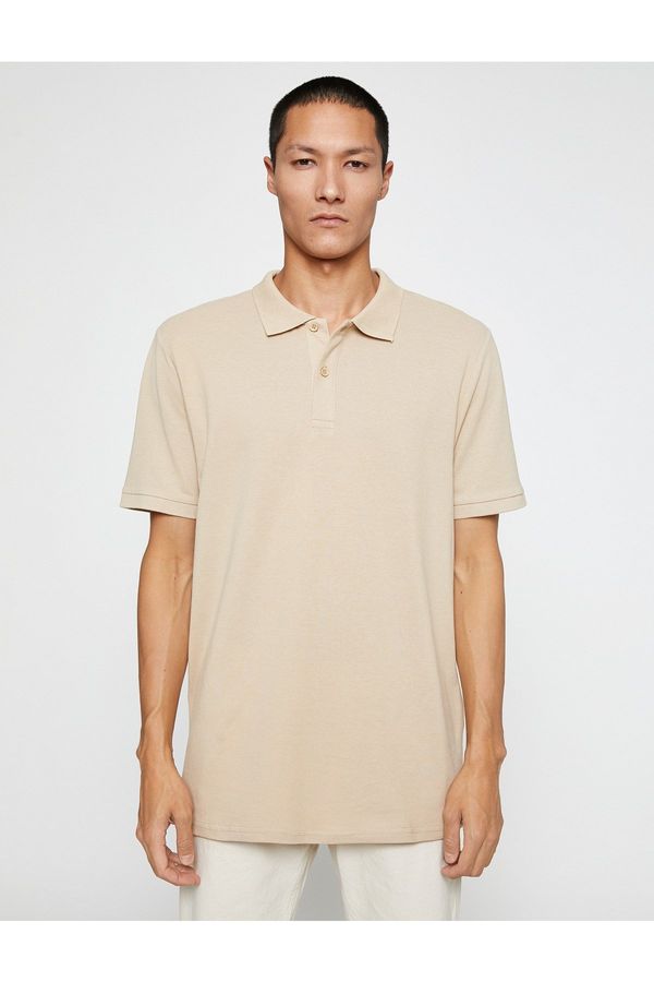 Koton Koton Basic T-Shirt Polo Neck Slim Fit with Buttons.