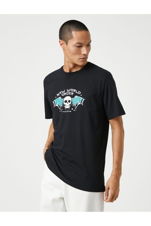Koton Koton Basic T-Shirt Skull Printed Crew Neck