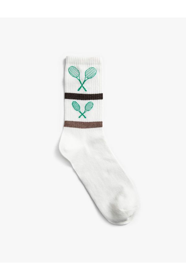 Koton Koton Basic Tennis Socks with Embroidered