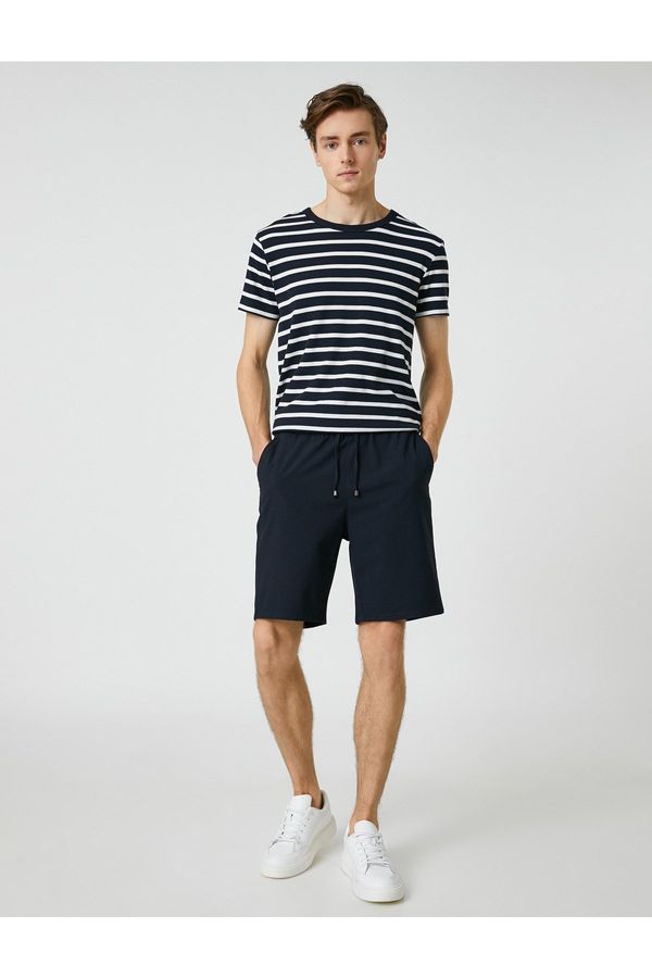 Koton Koton Basic Woven Shorts with Lace-Up Waist with Pocket Detail.