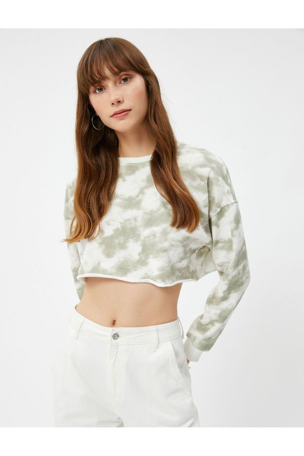 Koton Koton Batik Patterned Crew Neck Crop Sweatshirt