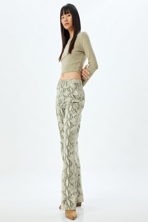 Koton Koton Beige Patterned Women's Trousers