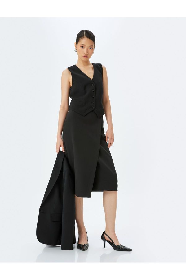 Koton Koton Belt Detailed Midi Length Double Breasted Skirt