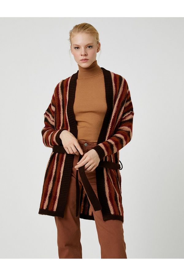 Koton Koton Belted Knitwear Long Cardigan