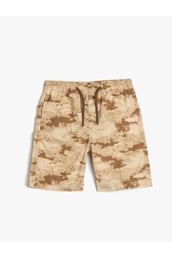 Koton Koton Bermuda Camouflage Shorts with Pocket Tie Waist Cotton