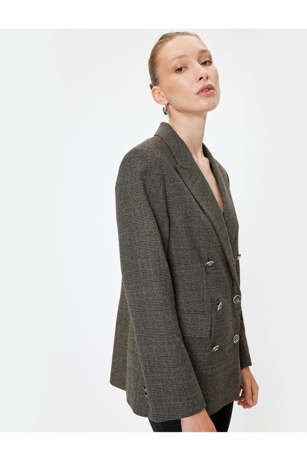 Koton Koton Blazer Jacket Double Breasted Flap Pocket Detail