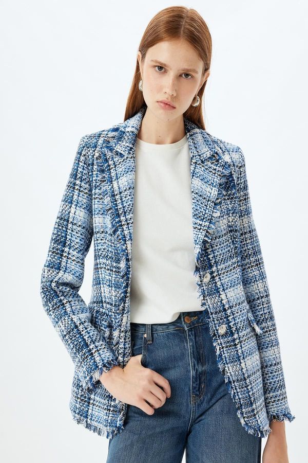 Koton Koton Blue Patterned Women's Jacket