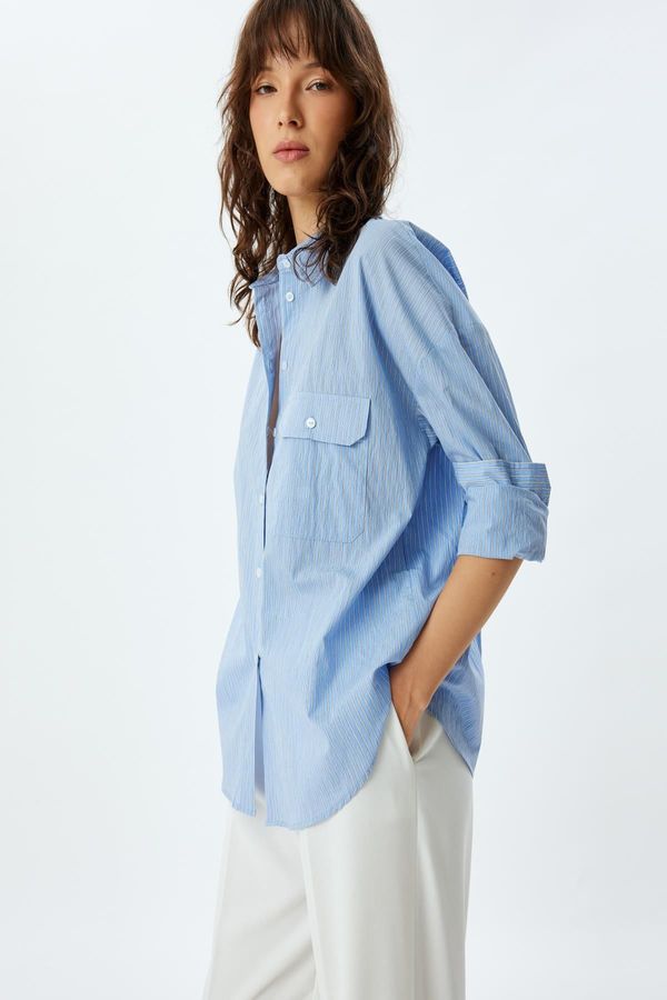 Koton Koton Blue Striped Women's Shirt