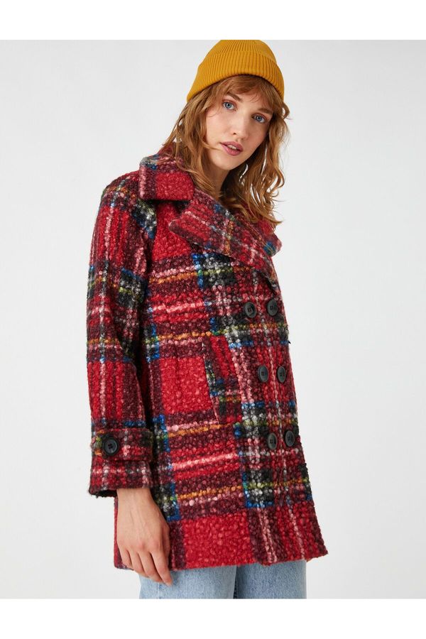 Koton Koton Boucle Coat Buttoned Double Breasted Closure