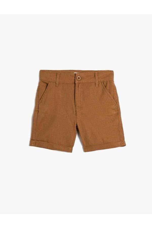 Koton Koton Boys' Linen Shorts with Buttons and Pocket