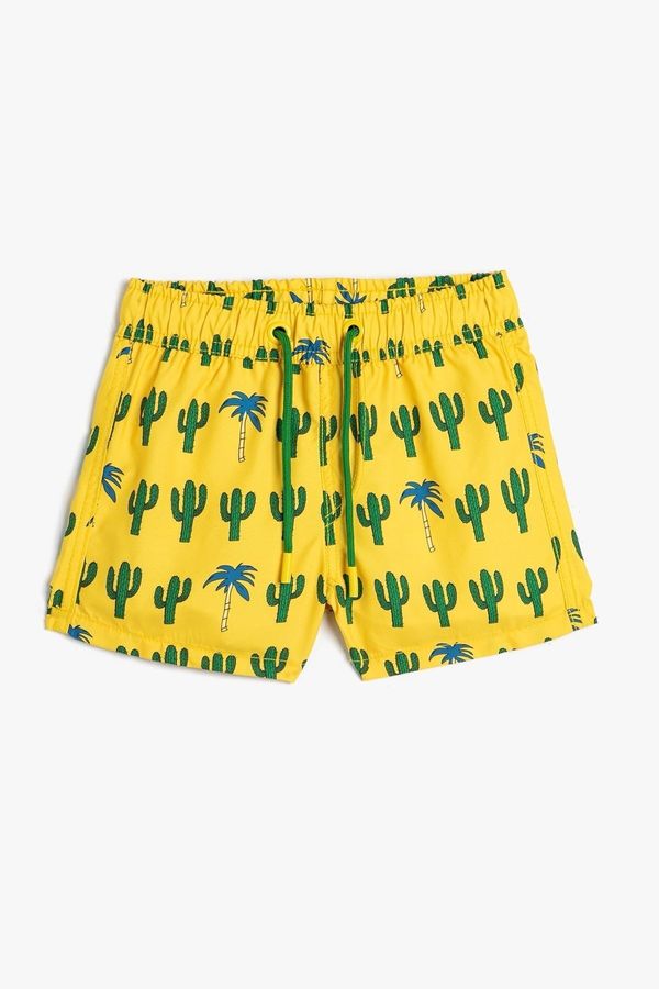 Koton Koton Boys' Tie Waist Cactus Printed Swimwear 3skb00039bw