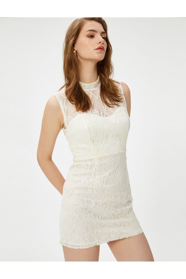 Koton Koton Bridal Lace Mini Dress Slim Fit