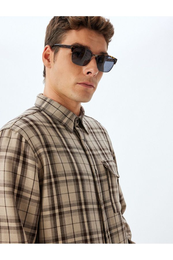Koton Koton Brown Plaid Men's Adult Shirt