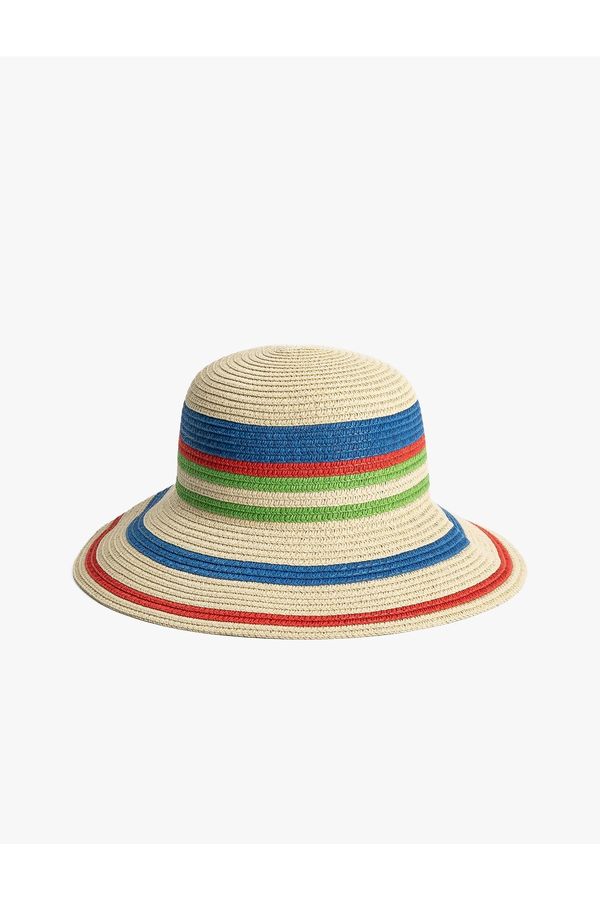 Koton Koton Bucket Straw Hat Textured Multicolor