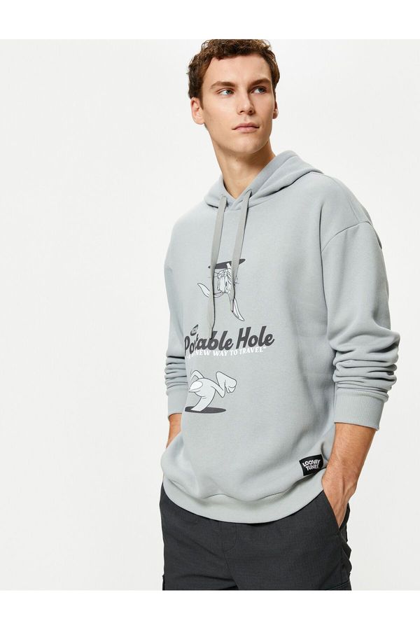 Koton Koton Bugs Bunny Casual Cutout Hoodie Licensed Printed