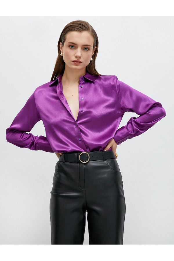 Koton Koton Buttoned Long Sleeve Satin Shirt