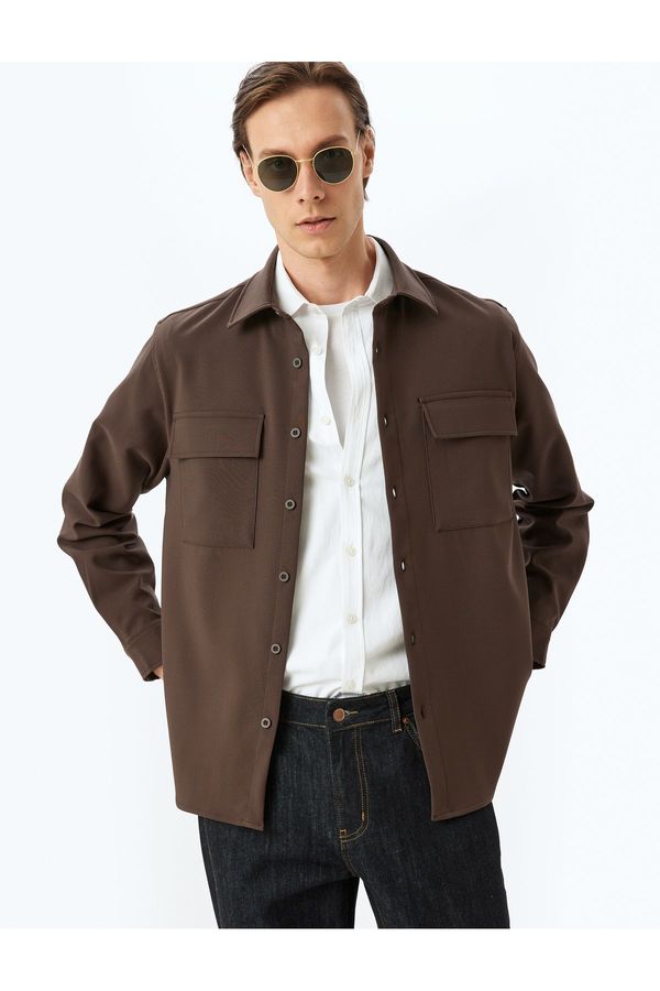 Koton Koton Buttoned Long Sleeve Shirt with Flap Pocket Detail