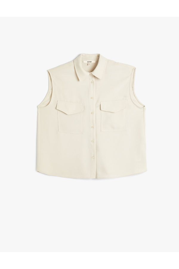 Koton Koton Buttoned Sleeveless Classic Collar Pocket Shirt
