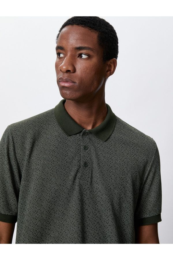 Koton Koton Buttoned Slim Fit Patterned Short Sleeve Polo T-Shirt