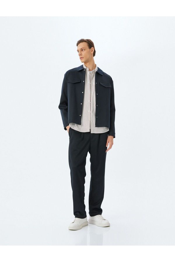 Koton Koton Buttoned Straight Fit Viscose Blend Pocket Detailed Chino Trousers