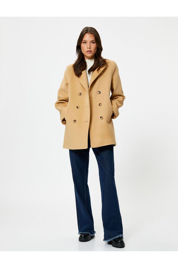 Koton Koton Cachet Coat Double Breasted Buttoned Pocket Detailed