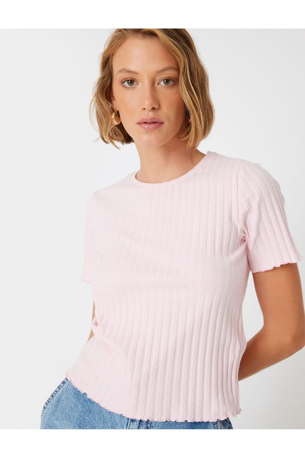 Koton Koton Camisole Crew Neck Cotton Slim Fit Short Sleeve T-Shirt