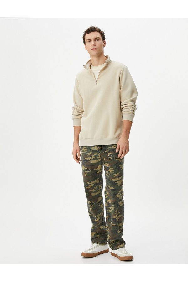 Koton Koton Camouflage Trousers Pocket Detailed Buttoned