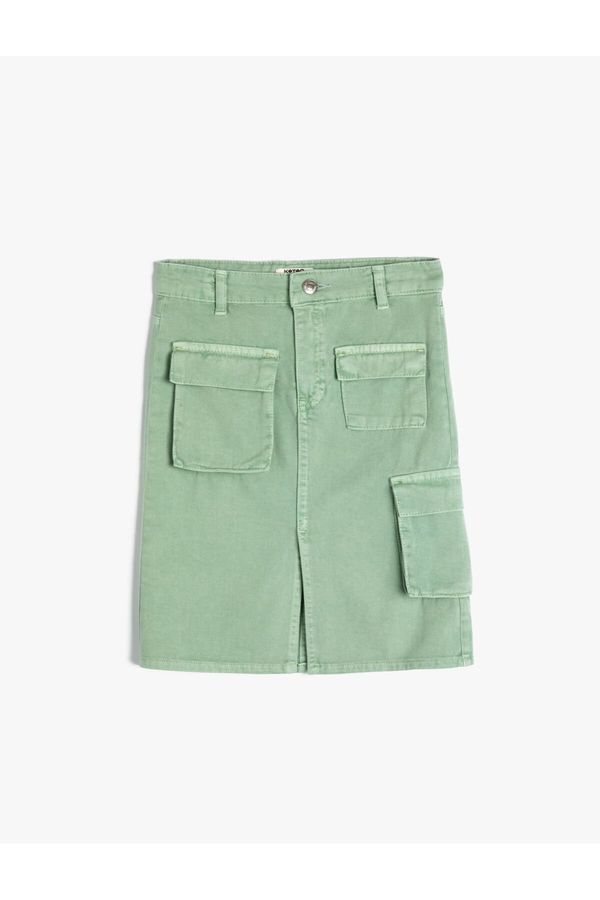 Koton Koton Cargo Denim Skirt Covered Pocket Detail Cotton