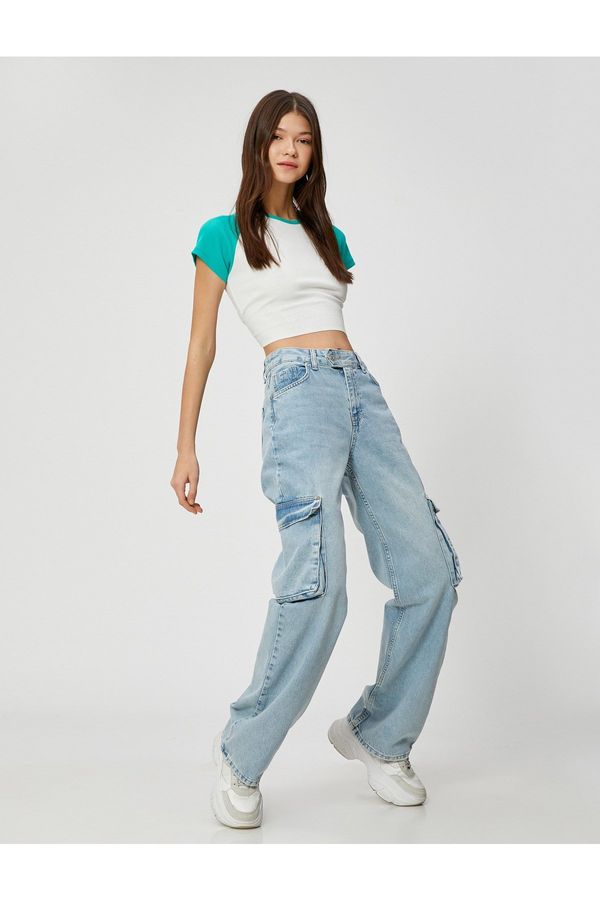 Koton Koton Cargo Jeans Straight Jean Pocket Detailed Straight Leg - Nora Jean