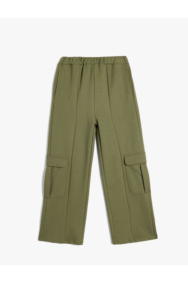 Koton Koton Cargo Pants Wide Leg Cotton with Elastic Waist