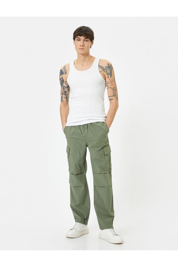 Koton Koton Cargo Parachute Trousers Laced Waist Pocket Detailed