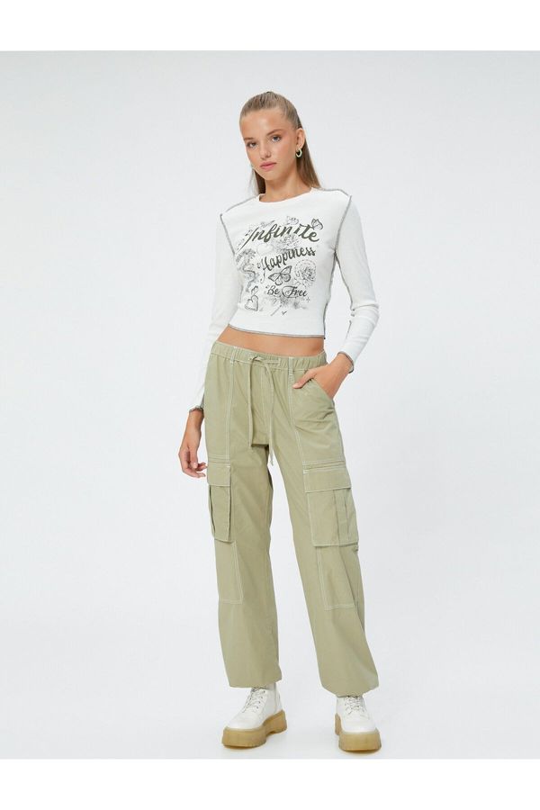 Koton Koton Cargo Parachute Trousers with Pocket Detail and Laced Waist