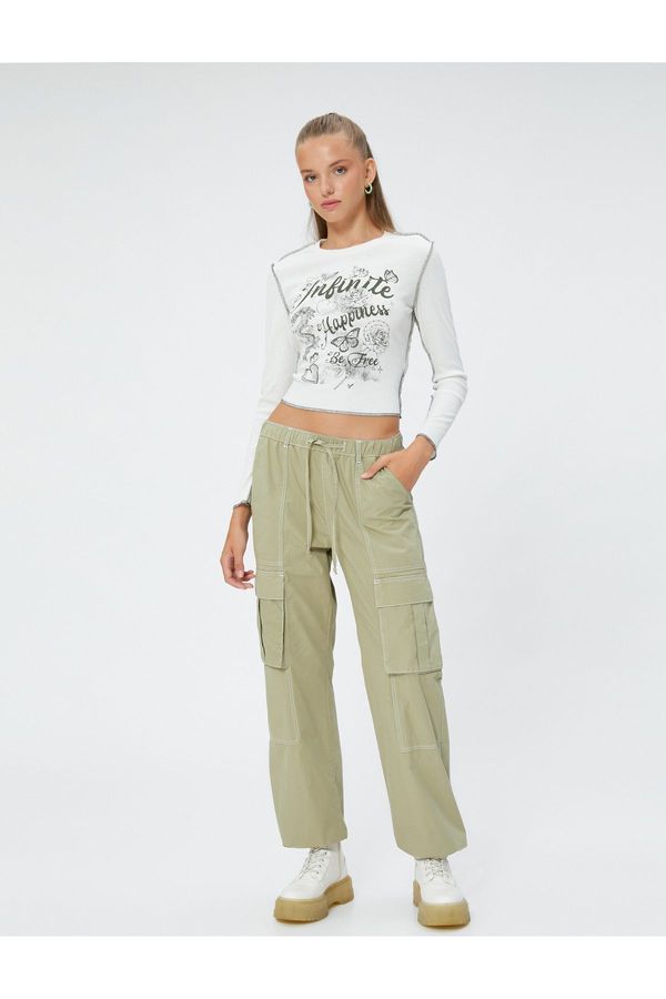 Koton Koton Cargo Parachute Trousers with Pocket Detail and Laced Waist