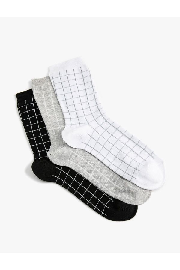 Koton Koton Checkered 3-piece Socks Set, Multicolored