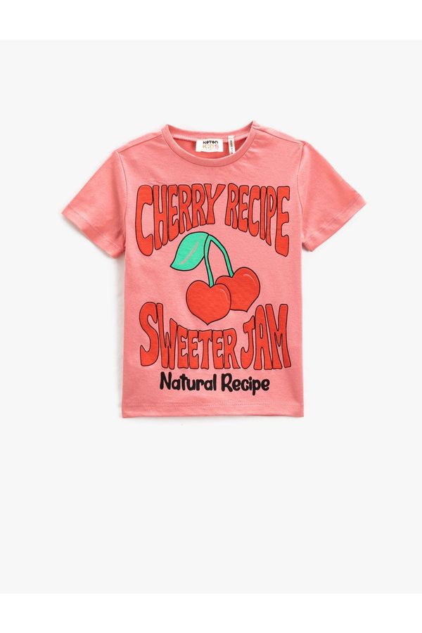 Koton Koton Cherry T-Shirt Short Sleeve Round Neck Cotton